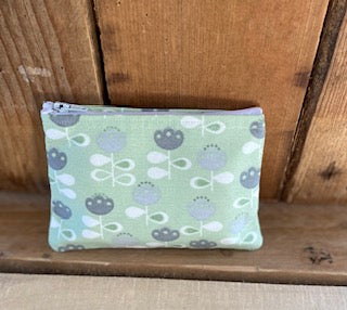 Green Scandi Flower  Handmade fabric Purse