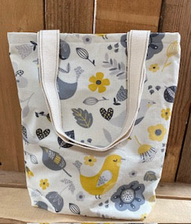 Scandinavian Birds Handmade Fabric Tote Bag Matching Purse