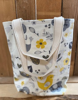 Scandinavian Birds Handmade Fabric Tote Bag Matching Purse