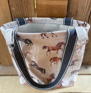 Natural Horse  Handmade  Fabric Tote Bag And Purse Matching Purse Set