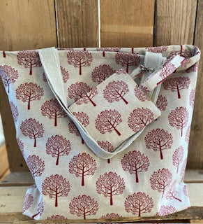 Natural Mulberry Red Tree  Handmade  Fabric Tote Bag And Matching Purse Set