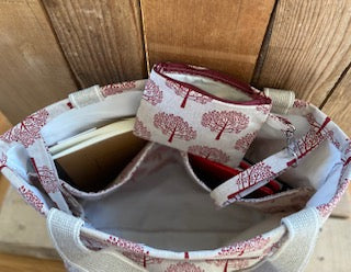 Natural Mulberry Red Tree  Handmade  Fabric Tote Bag And Matching Purse Set