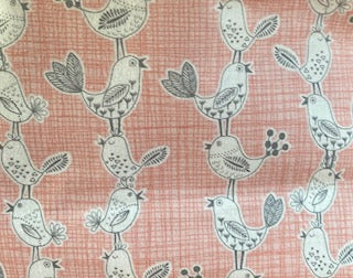 Pink Bird Handmade fabric Washbag