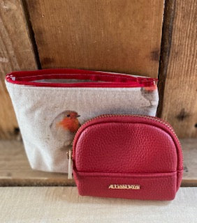 Natural Red Robin  Handmade fabric Purse