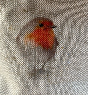 Natural Red Robin  Handmade fabric Purse