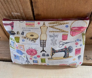 Sewing Theme Handmade Fabric Zippered Case