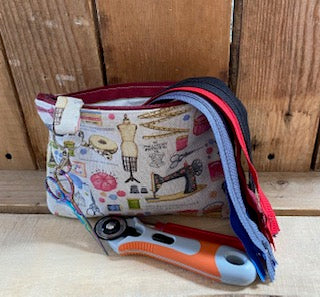 Sewing Theme Handmade Fabric Zippered Case