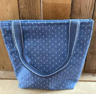 Blue Dot 100% Organic Handmade Fabric Tote Bag And Matching Purse set